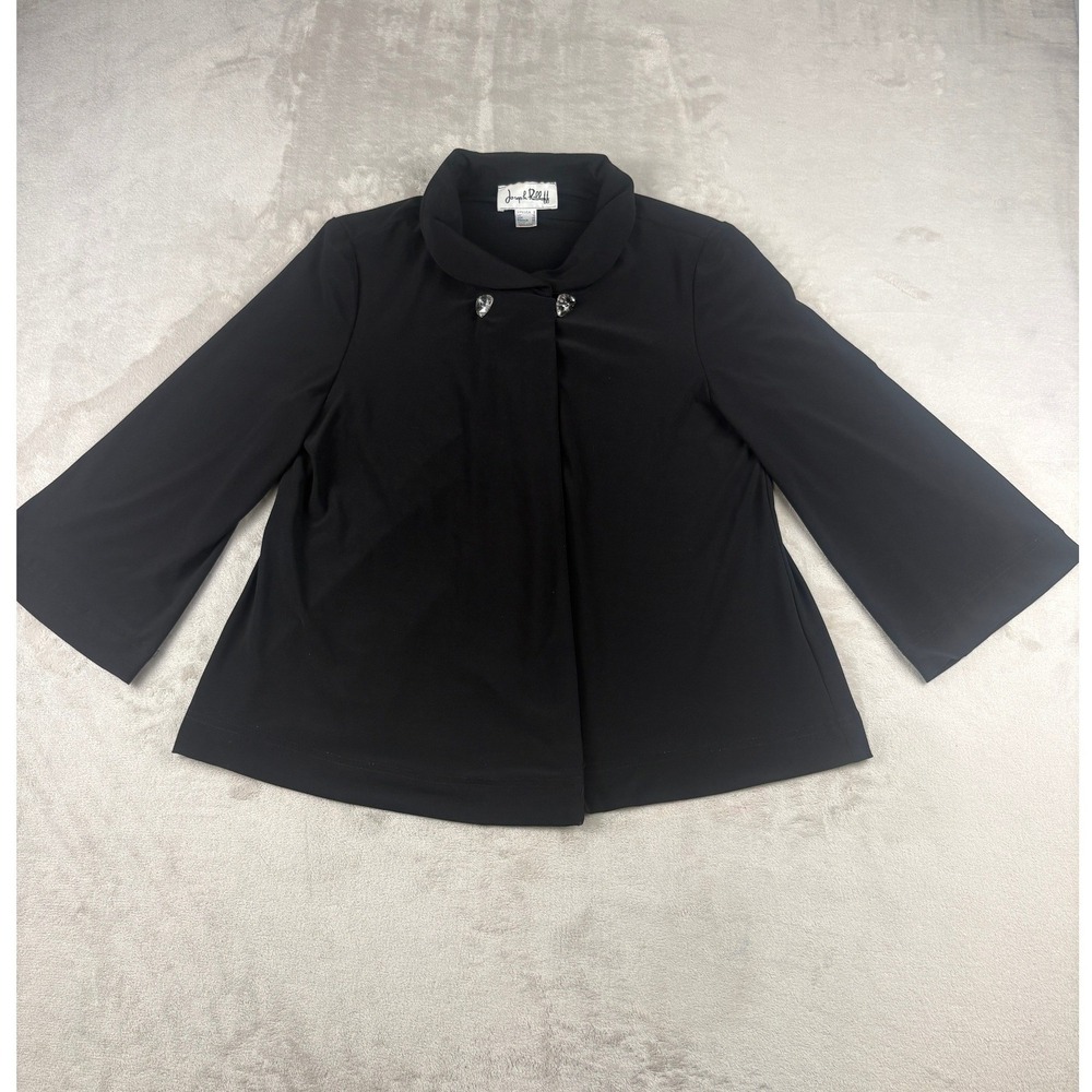 Joseph Ribkoff Black Portrait Collar Crystal Button Evening Jacket Womens 8
